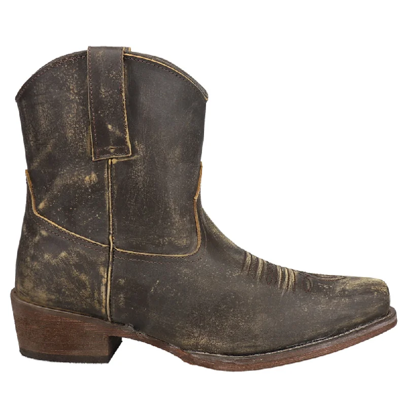 Dusty Distressed Snip Toe Cowboy Booties