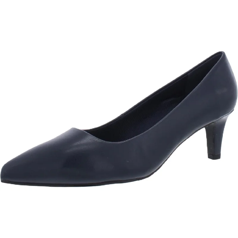 Easy Street Womens Pointe Faux Leather Slip On Pointed Toe Heels