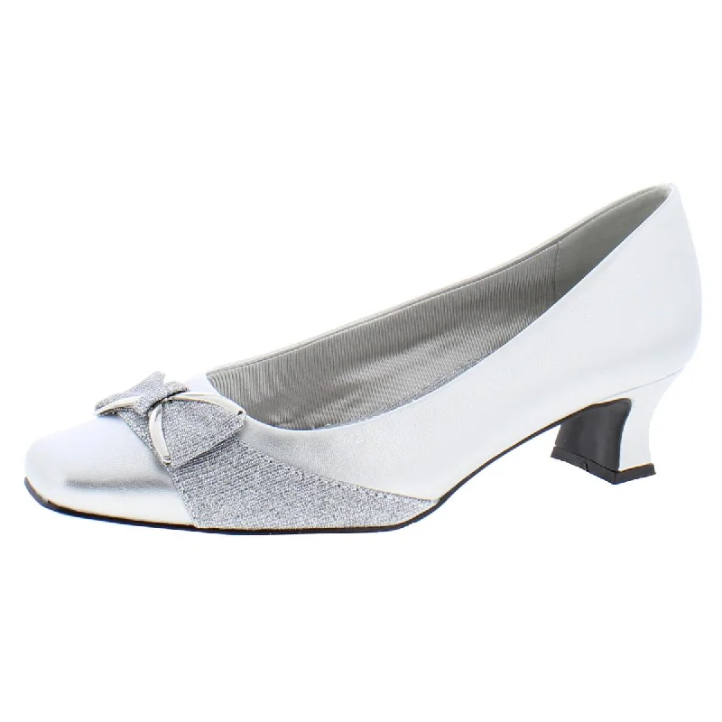 Easy Street Womens Rejoice Bow Metallic Heels