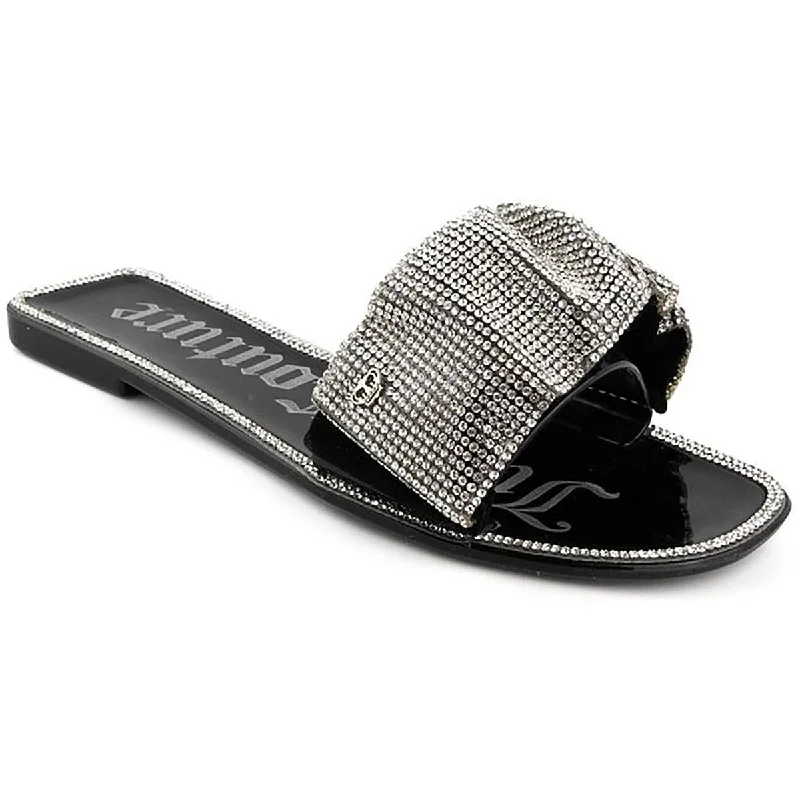 Juicy Couture Womens Hollyn Embellished Slip-On Slide Sandals