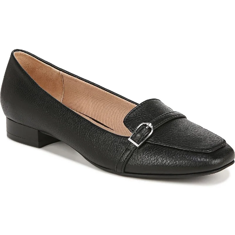 LifeStride Womens Catalina Faux Leather Buckle Loafer Heels