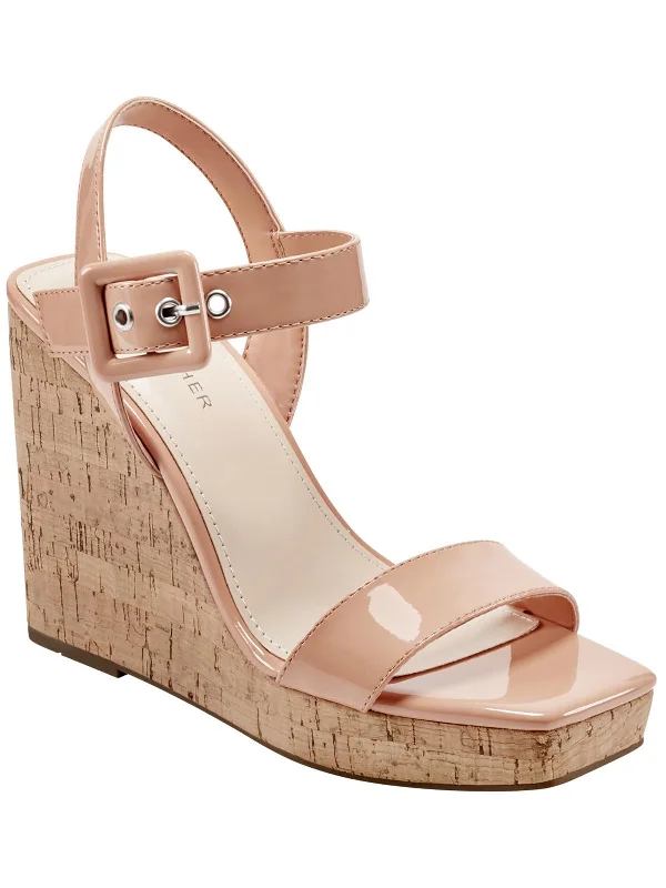 Lukey Womens Cork Open Toe Wedge Sandals