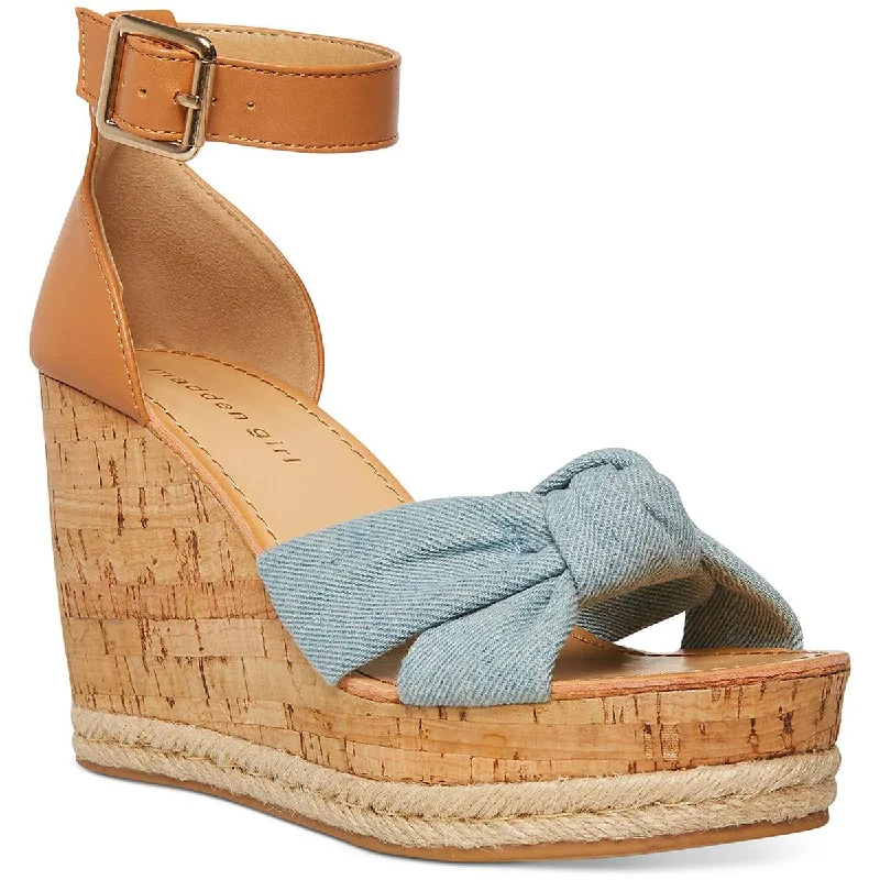 Madden Girl Womens Colette Knot-Front Ankle Strap Wedge Heels