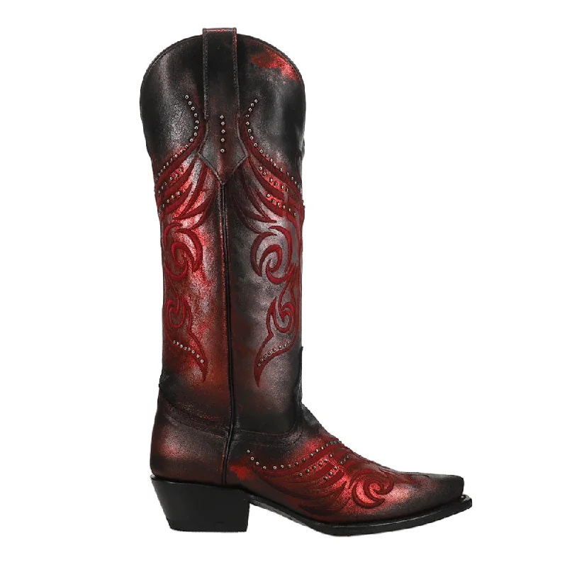 Masquerade Embroidered Gradient Metallic Studded Snip Toe Cowboy Boots