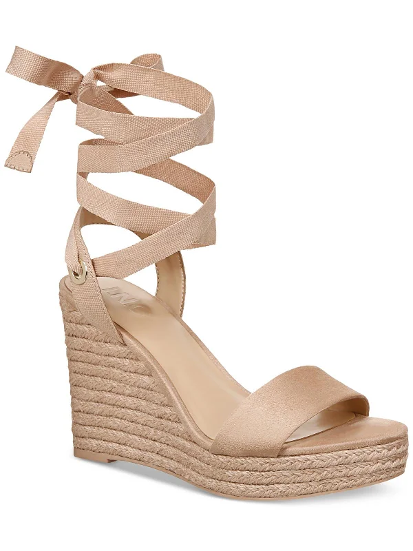 Maxx Womens Faux Suede Open Toe Wedge Sandals