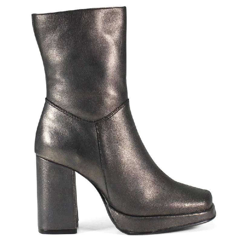 Mont Pelier Square Toe Metallic Platform Boots