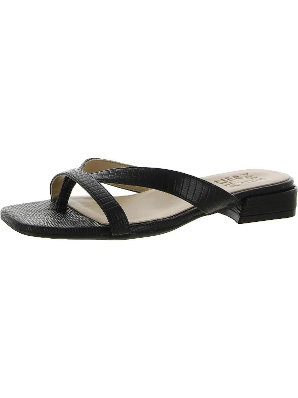 Precious Womens Faux Leather Thong Slide Sandals