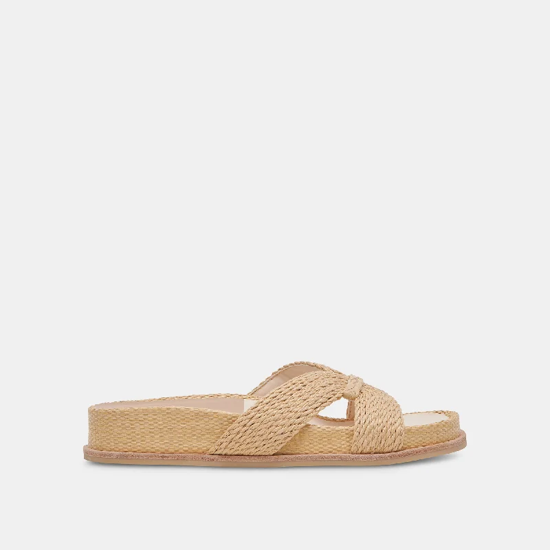 SELDA WIDE SANDALS LT NATURAL RAFFIA