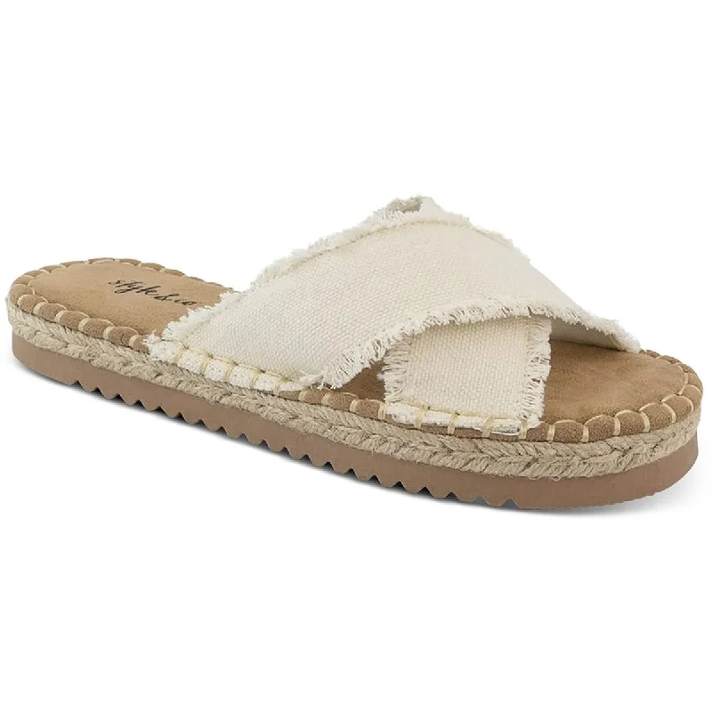 Style & Co. Womens Kelt Canvas Criss-Cross Slide Sandals