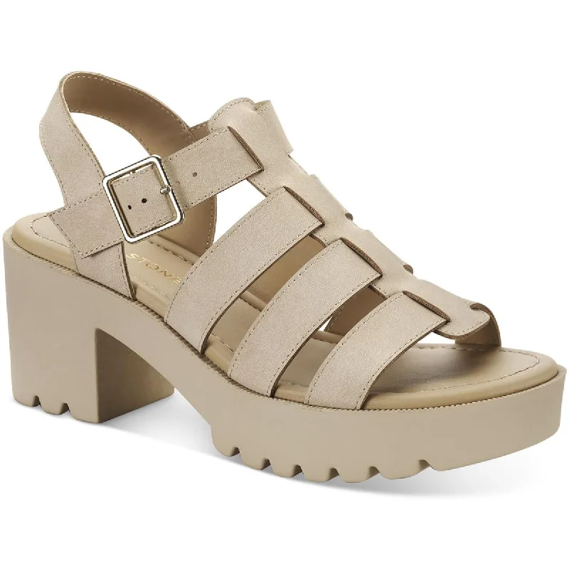 Sun + Stone Womens Daisee Faux Leather Platform Block Heels