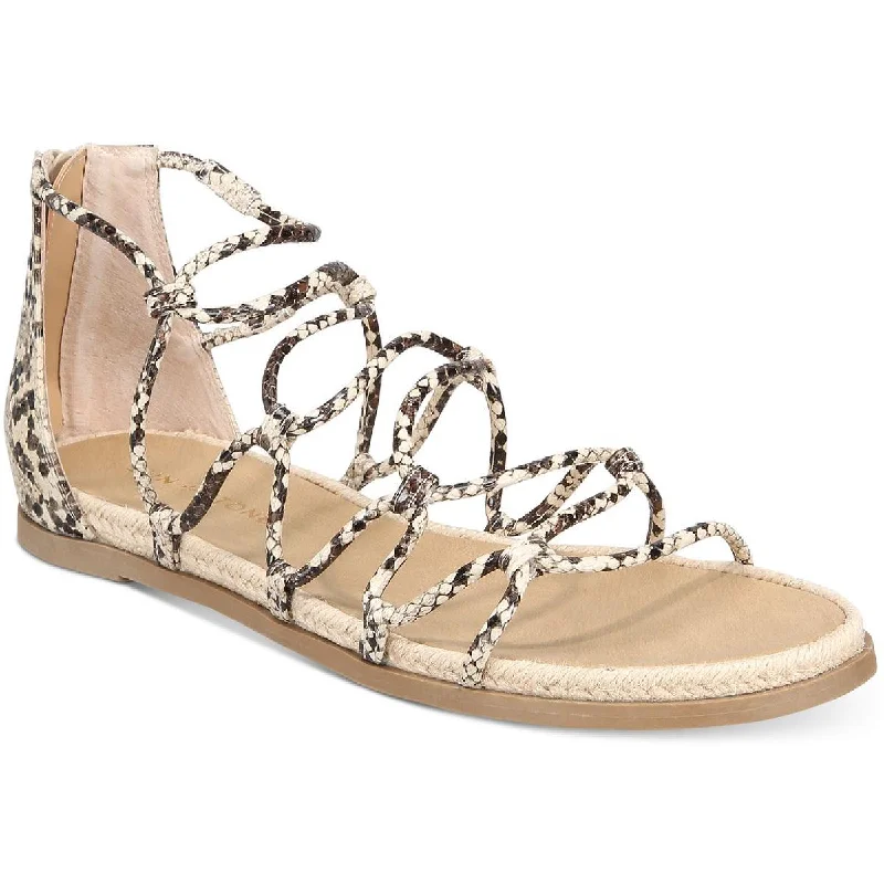 Sun + Stone Womens Olivia Faux Leather Espadrille Gladiator Sandals