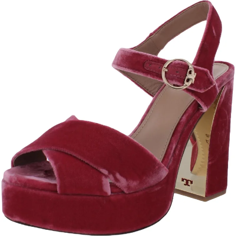 Tory Burch Womens Loretta Velvet Slingback Platform Sandals