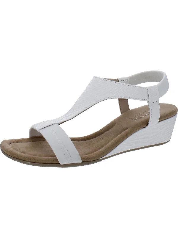 Vacanza Womens Faux Leather Wedge Sandals