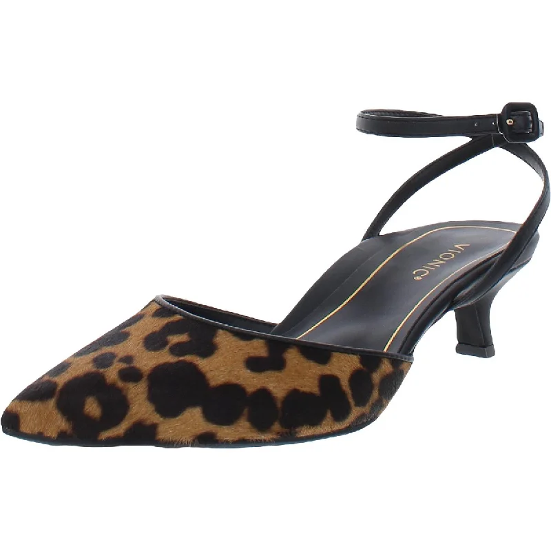 Vionic Womens Jacynda Calf Hair Leopard Print Kitten Heels