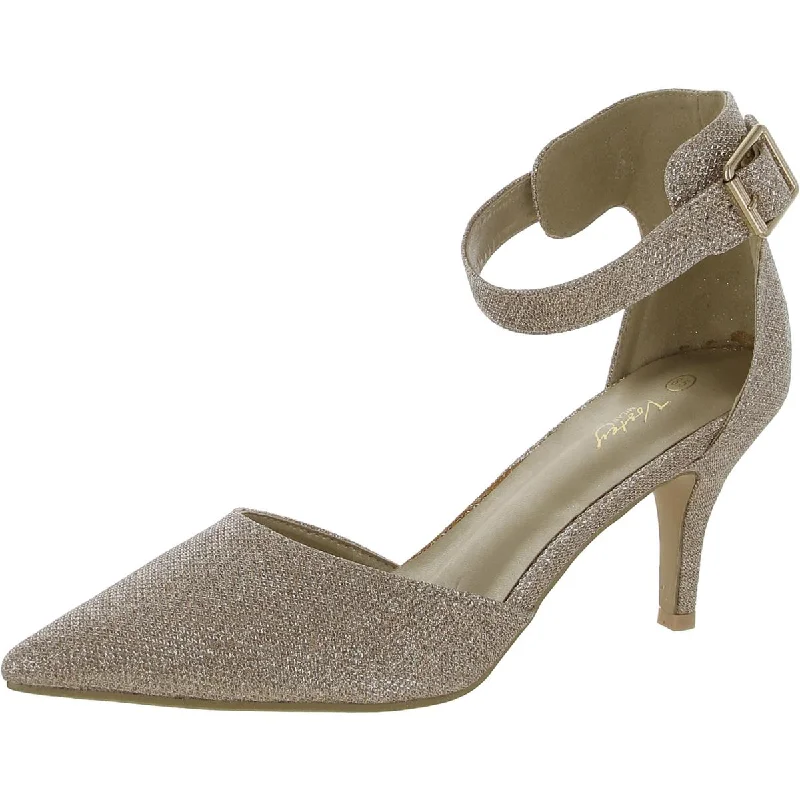 Vostey Womens Glitter Ankle Strap Pumps