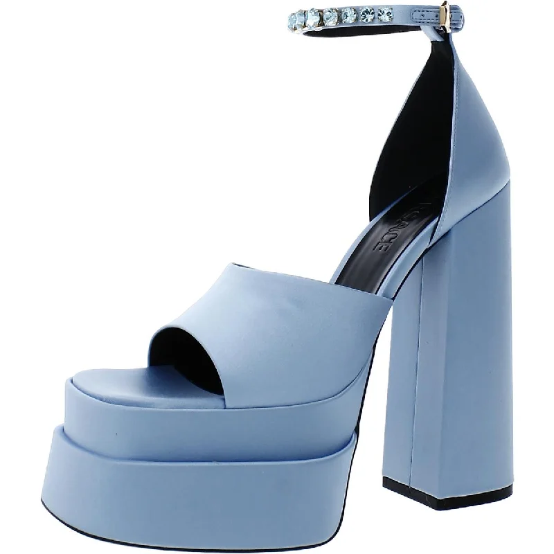 Womens Satin Ankle Strap Heels