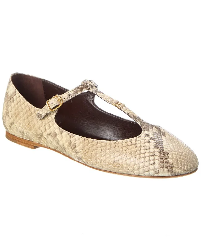 Chloé Marcie Snake-Embossed Leather Ballerina Flat