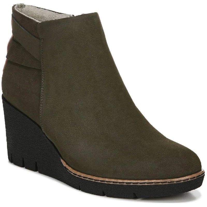 Dr. Scholl's Shoes Womens Libi Faux Suede Ankle Wedge Boots