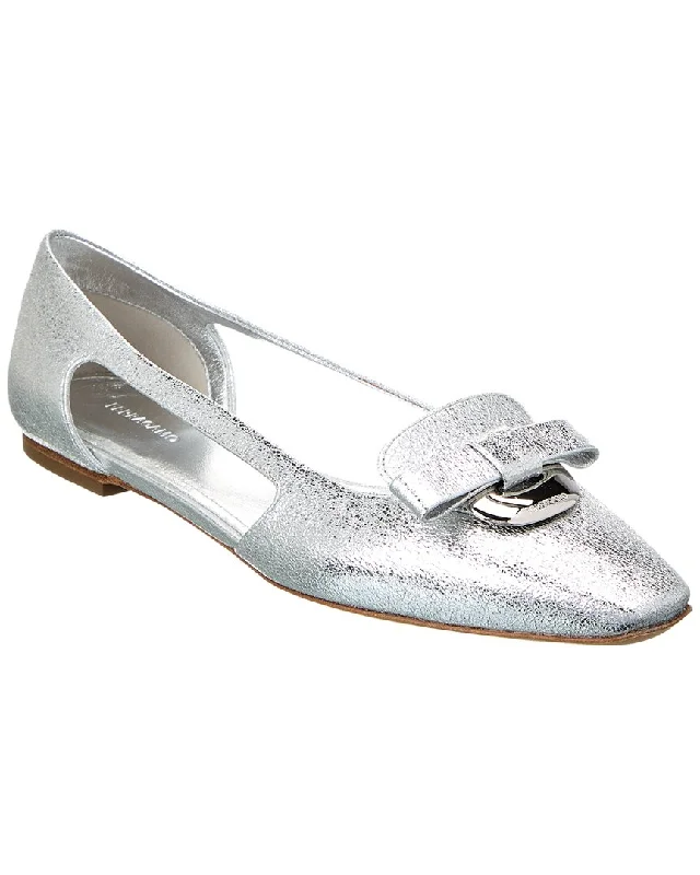 Ferragamo Cutout Leather Ballet Flat