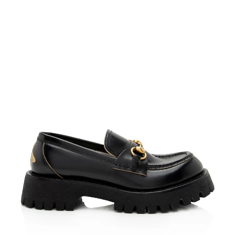 Gucci Leather Horsebit Lug Sole Loafers