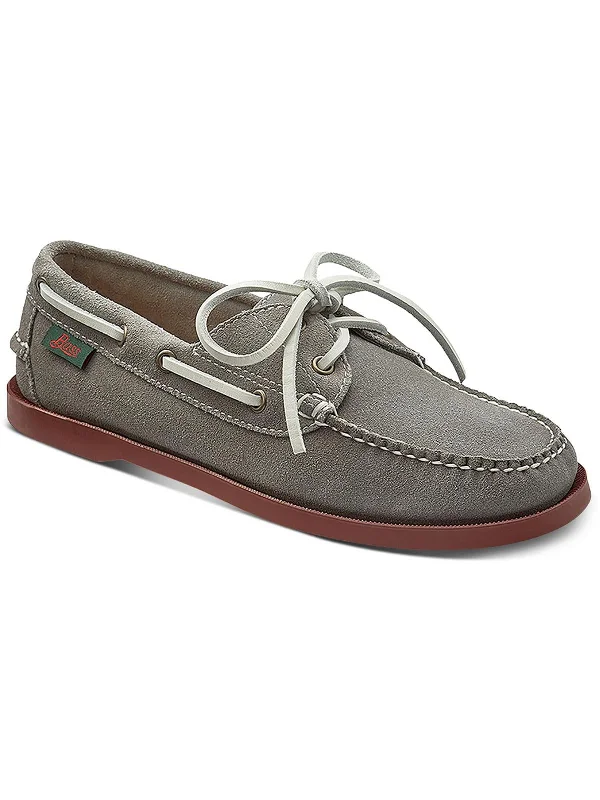 HAMPTON BOAT Womens Leather Slip On Boat Shoes