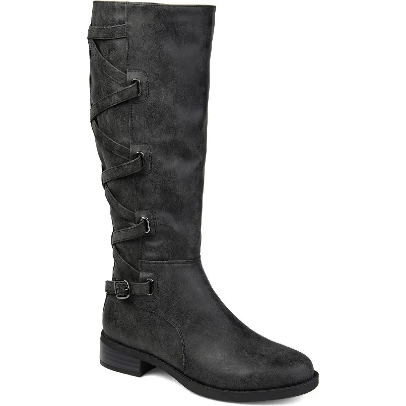 Journee Collection Womens Carly Faux Leather Padded Insole Mid-Calf Boots