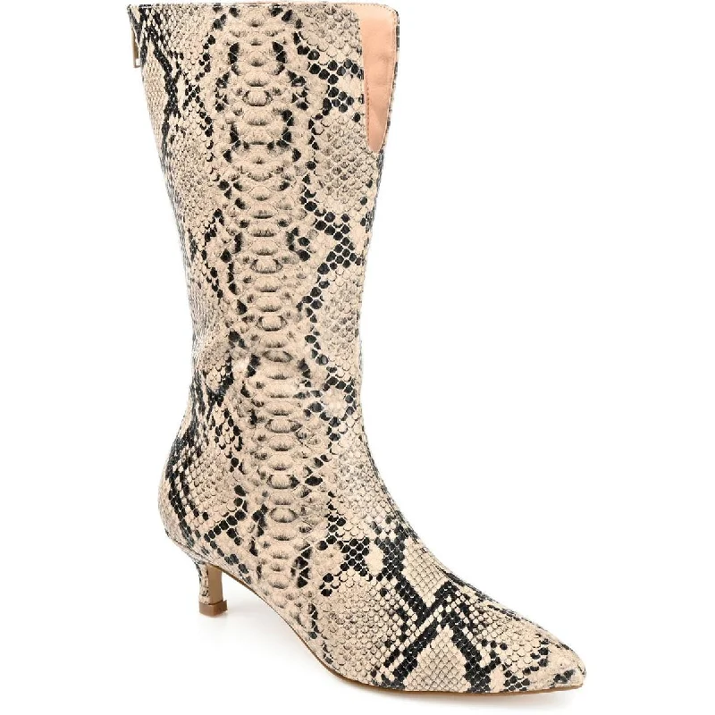 Journee Collection Womens Esperanza Faux Leather Snake Print Mid-Calf Boots