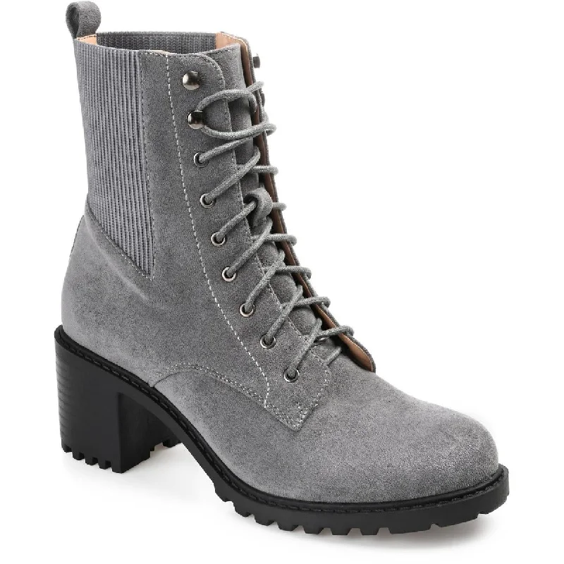 Journee Collection Womens Kassia Faux Suede Mid Calf Combat & Lace-up Boots