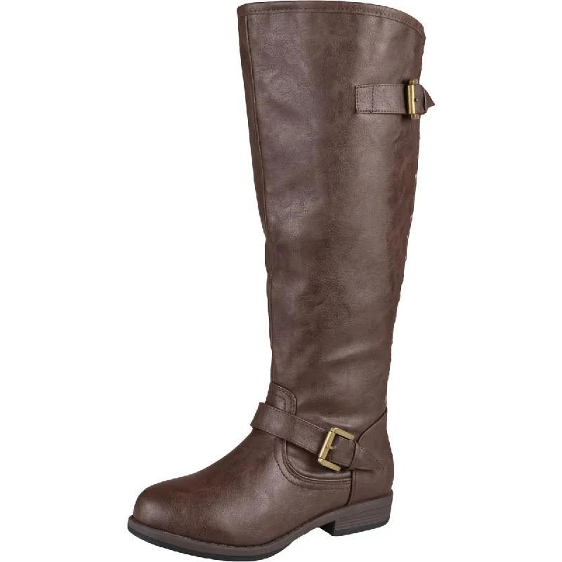 Journee Collection Womens Spokane Faux Leather Wide Calf Knee-High Boots