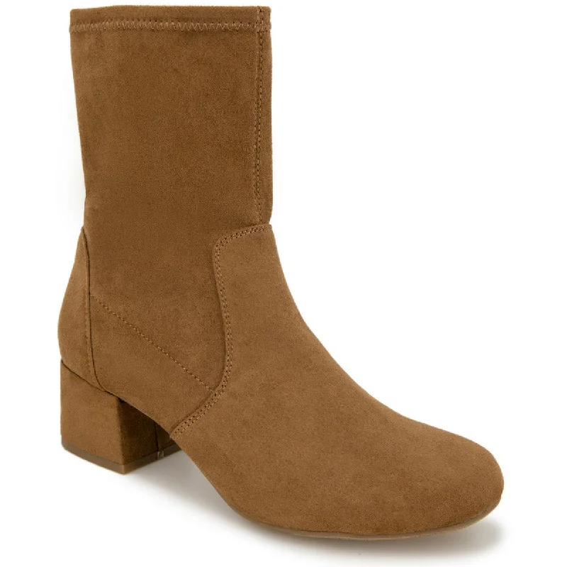 Kenneth Cole Reaction Womens Road Stretch Faux Suede Block Heel Ankle Boots