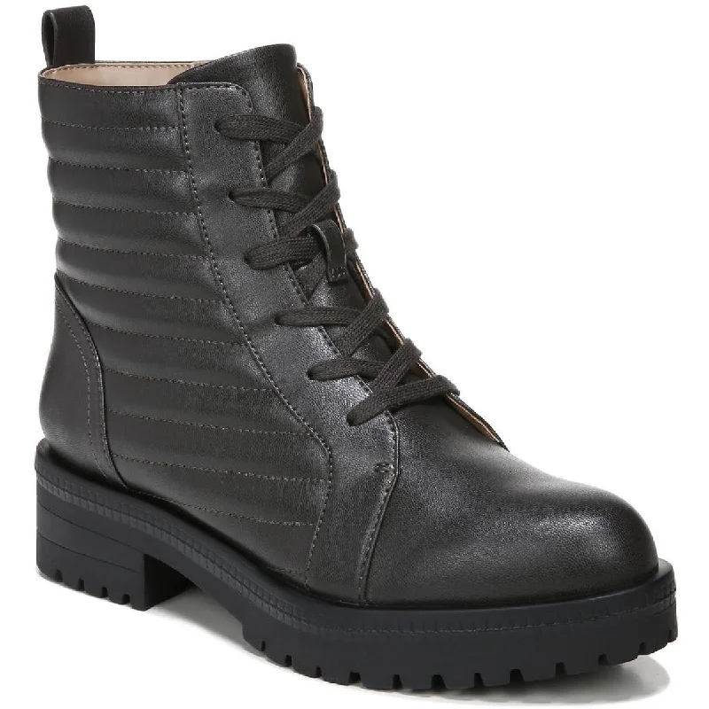 LifeStride Womens Stormy Faux Leather Combat & Lace-up Boots