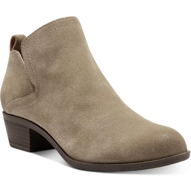 Lucky Brand Women's Nubuck Leather Pull On Block Heel Shootie Ankle Bootie