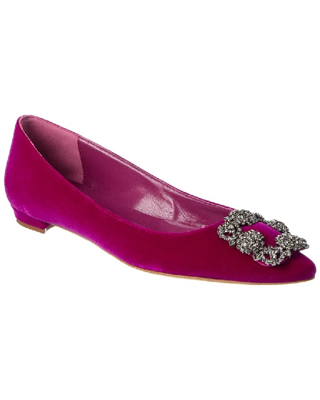 Manolo Blahnik Hangisi Velvet Flat