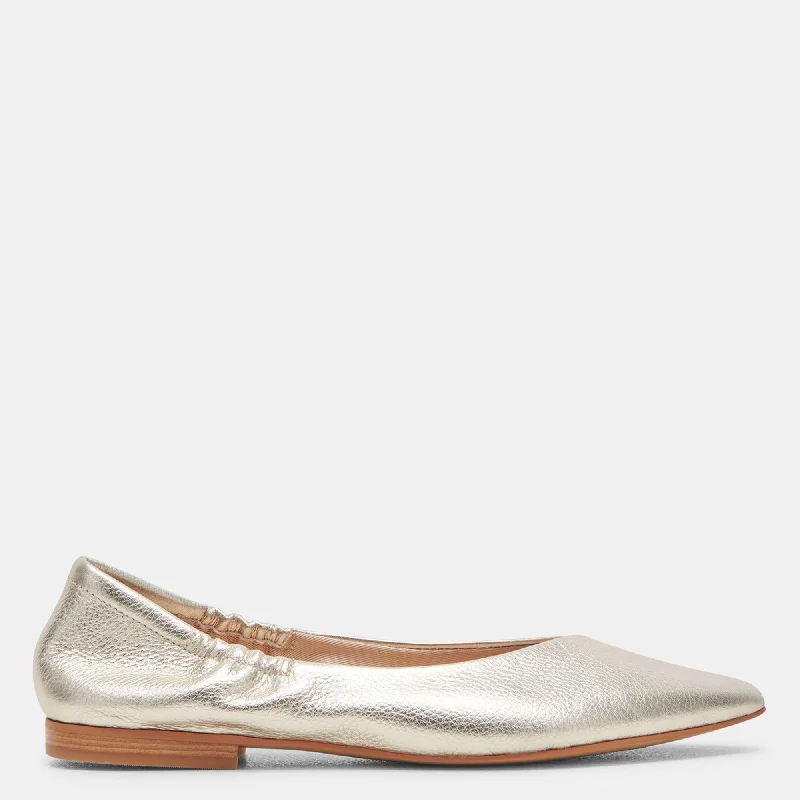 NADAV BALLET FLATS PLATINUM METALLIC LEATHER