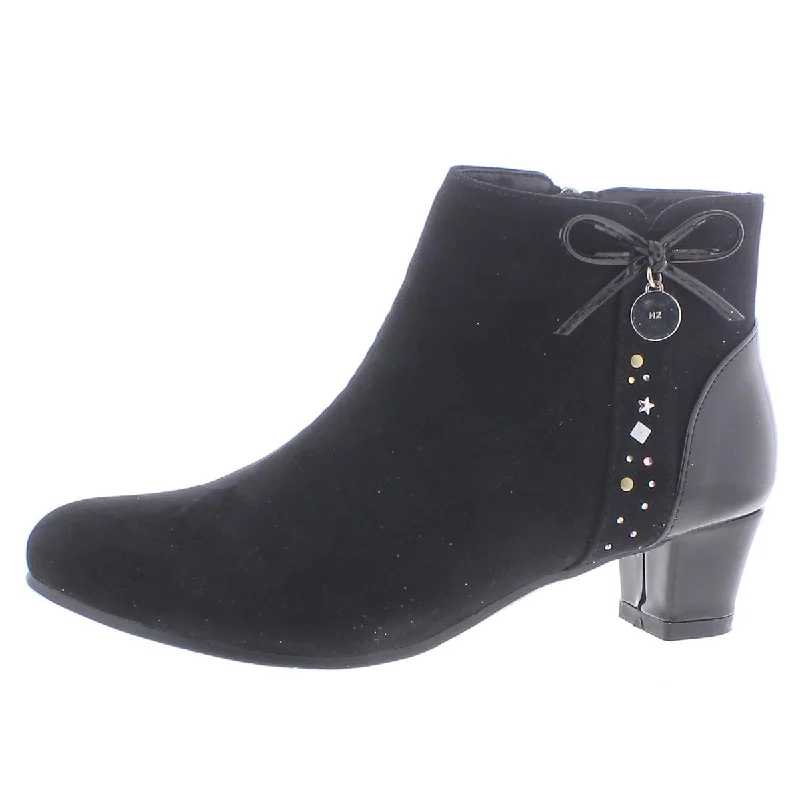 Nine West Womens Microsuede Embellished Ankle Boots