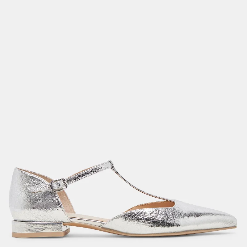 Peaty Flats Silver Distressed Leather