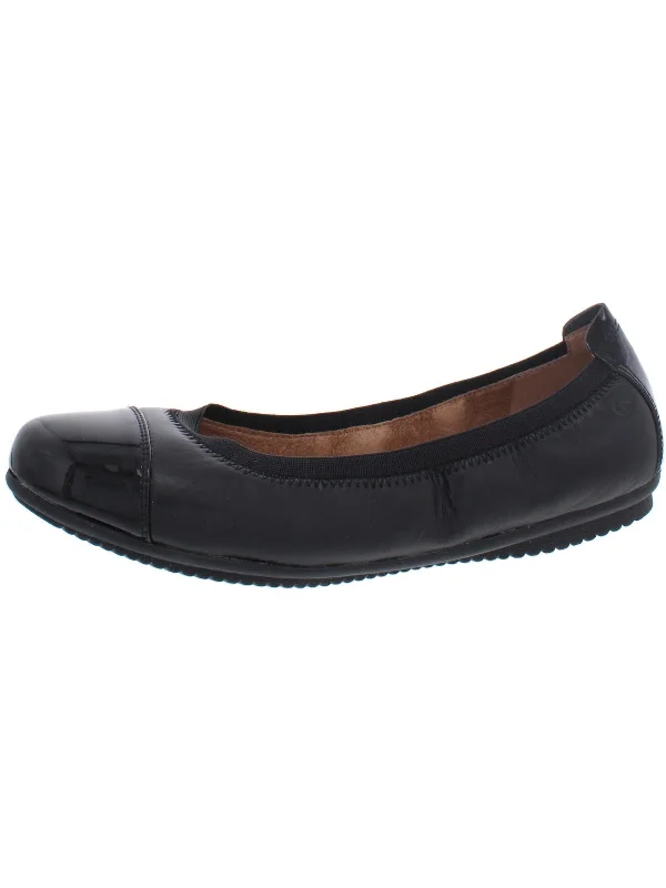 Pippa Womens Leather Patent Trim Ballet Flats