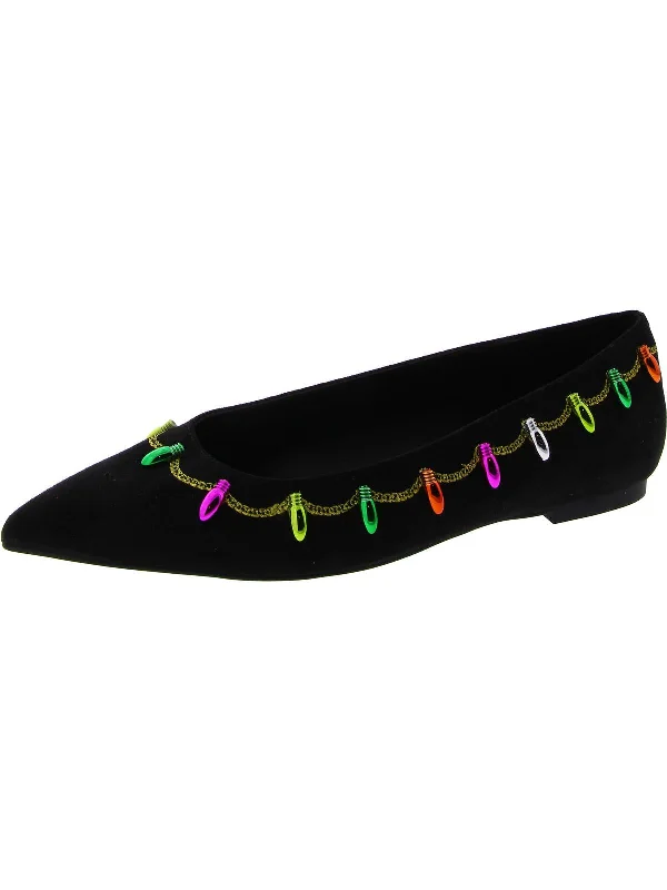 The Hollie Christmas Womens Faux Suede Holiday Ballet Flats