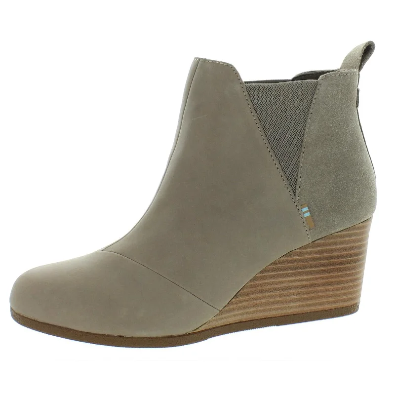 Toms Womens Kelsey Wedge Round Toe Ankle Boots