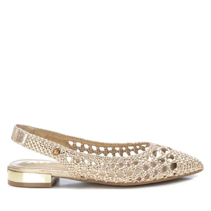 Women's Ballerinas Flat Shoes In Gold