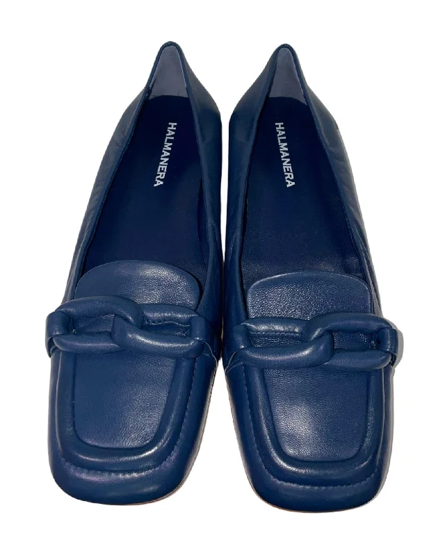 Women's Flat With Soft Buckle Detail In Baron Navy