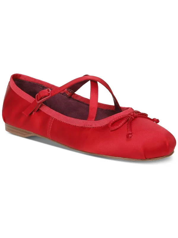 Womens Satin Strappy Ballet Flats