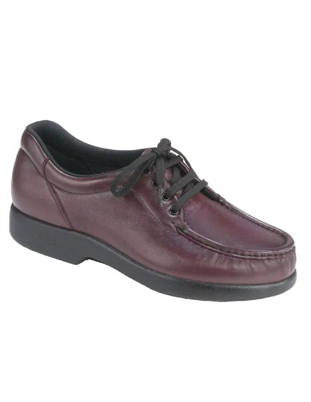 Women's Take Time Lace Up Loafer - Medium In Antique Wine