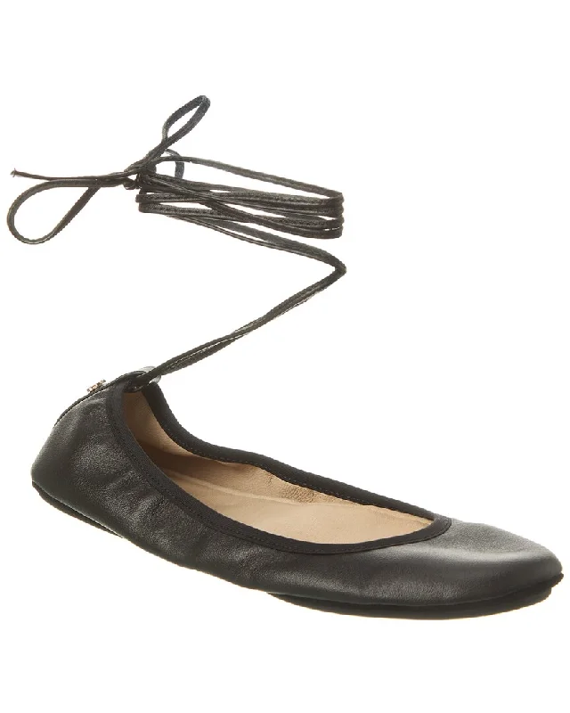 Yosi Samra Sofia Ankle Wrap Leather Flat