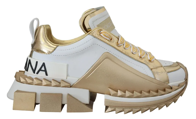 Dolce & Gabbana Gorgeous  and Gold Leather Sneakers