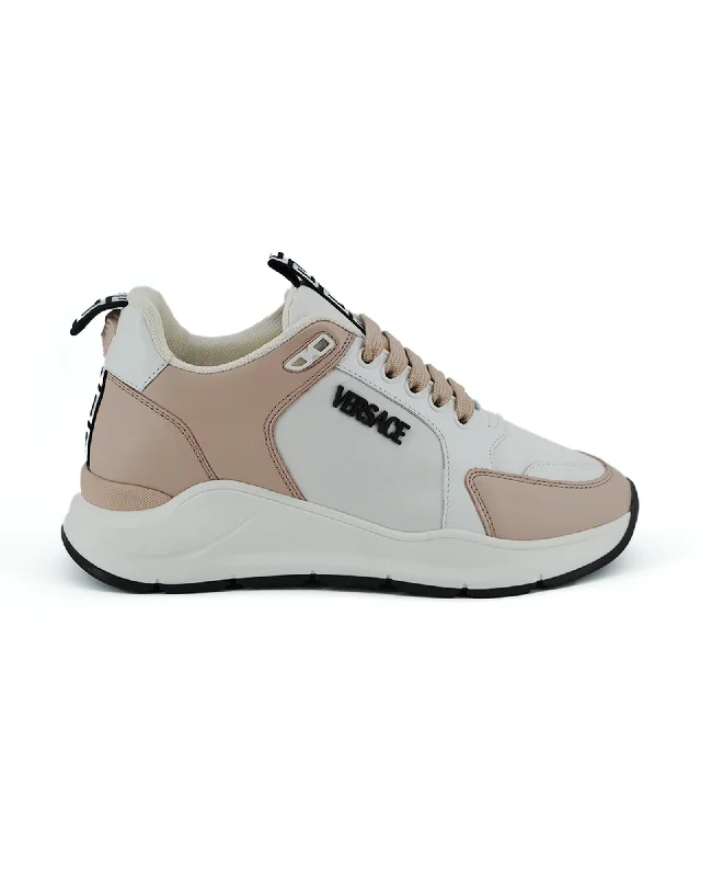 Versace Pink and White Calf Leather Sneakers