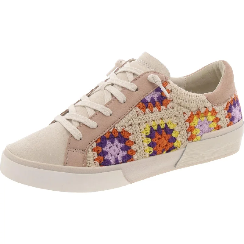 Womens Leather Crochet Casual And Fashion Sneakers