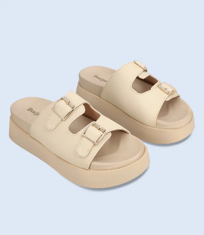 BW6324-BEIGE-Women Platform Slipper