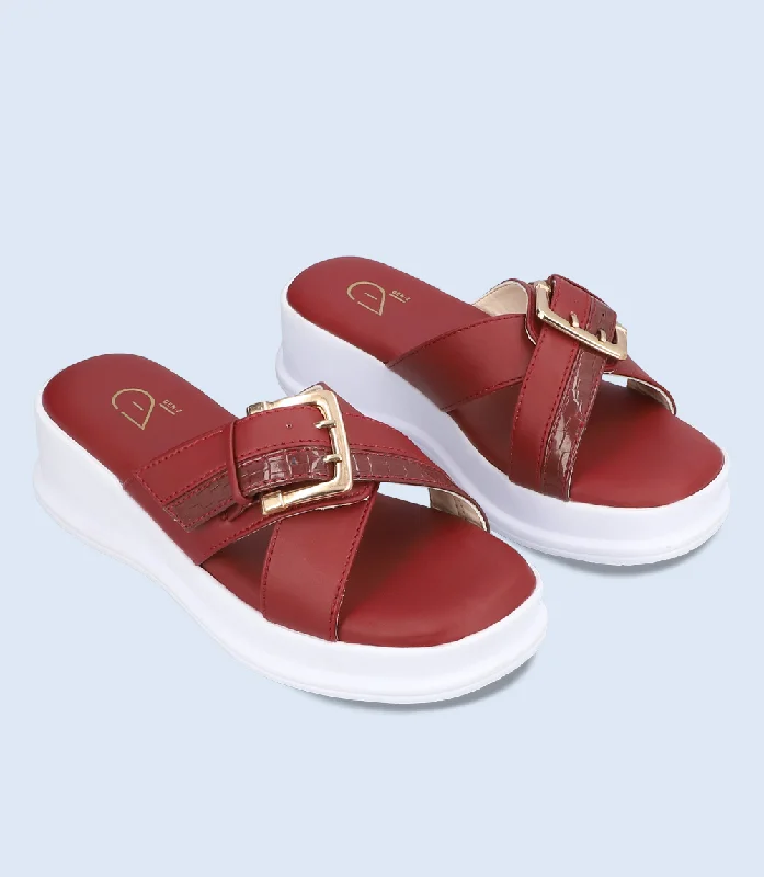 BW6349-MAROON-Women Platform Slipper