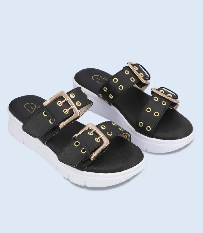 BW6350-BLACK-Women Platform Slipper